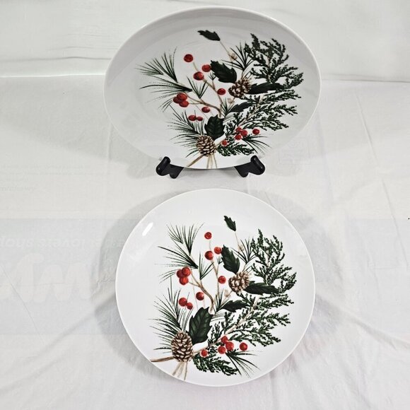 Biltmore Christmas Holiday Berry 8 ¼” Ceramic Salad Luncheon Plates – Set of 3 - Picture 15 of 16